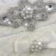 SALE- CHLOE II - Wedding Pearl Garter Set, Wedding Stretch Lace Garter, Rhinestone Crystal Bridal Garters