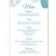 Wedding Menu Template DIY Menu Card Template Editable Text Word File Instant Download Blue Menu Floral Menu Rose Printable Menu 4x7inch