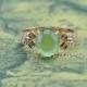 Prehnite ring in 14k rose gold with diamonds Handcrafted 2.4 carat Prehnite Gemstone Ring/Gift/Engagement ring/Anniersary ring/Green jewelry