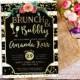 Brunch and Bubbly Bridal Shower Invitation, Bubbly and Brunch, Black and White stripes Bridal Shower Invitation, Gold Glitter Brunch Invite