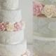 Pink Roses & Lace Wedding Cake