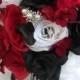 17 Piece Package Wedding Bridal Bride Maid Of Honor Bridesmaid Bouquet Boutonniere Corsage Silk Flower RED BLACK Zebra "Lily Of Angeles"
