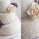 Ivory And Purple Wedding Cake- Vintage Lace & Pearl Piping