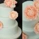 Mint Green Wedding Cake With Peach Sugar Flowers
