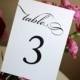 Table Numbers, Black and White Table Cards, Pretty Script, Classic Wedding Cards,  Once Charmed Style