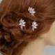 Rose Gold Hair Clips, Rose Gold Wedding Hair pins, Leaf style hairpins, Crystal hair comb, Rhinestone, Little Leaf Hair Pins