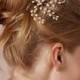 bridal hair pin, spray pearl freshwater, gold or silver wire, leaf bud pearls, wedding accessory, bride hair pin, bride pearl hair accessory