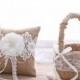 Burlap Lace Rustic Wedding Ring Bearer Pillow & Flower Girl Basket Set Party Favor