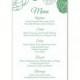 Wedding Menu Template DIY Menu Card Template Editable Text Word File Instant Download Green Floral Menu Template Rose Printable Menu 4x7inch