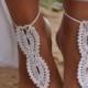 Bridal Barefoot Sandals-White Crochet Barefoot Sandals-Bridal Foot Jewelry-Beach Wedding Barefoot Sandals-Lace Shoes-Beach Wedding Sandals