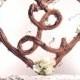 Letter L Rustic Twig Monogram Heart Wedding Cake Topper