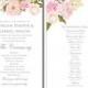 Printable Wedding Program - Romantic Floral Wedding Program - Rustic Wedding - Vintage Wedding - INSTANT DOWNLOAD - Microsoft Word