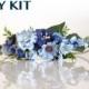 DIY Blue Flower Crown, Blue Wedding Headpiece, Blue Bridal DIY Project, Blue Bohemian Floral Crown