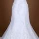 Delicate wedding dress, beading lace bridal dress, Ivory, sleeveless, mermaid shape, big train, zipper up