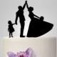 bride and groom with girl wedding cake TOPPER, family wedding cake topper, unique funny cake topper, unique cake topper, custom topper