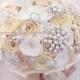 BROOCH BOUQUET. Champagne wedding brooch bouquet by MemoryWedding with pearls