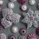 20 Pink Rhinestone Button Brooch Assorted Embellishment Pearl Crystal Brooch Bouquet Supply Light Rose Fuchsia Hot Pink BT155