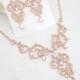 Rose Gold necklace, Crystal Bridal necklace, Rose Gold Wedding necklace, Jewelry set, Statement necklace, Rose Gold Chandelier earrings
