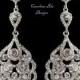 Art Deco Chandelier Earrings, Bridal Earrings, Antique Silver Crystal Earrings Great Gatsby Style, Christmas Gift