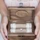 Personalized wedding ring box. Wooden ring holder with hearts. Rustic ring bearer. Romantic box. Unique handwritten personalization.