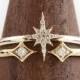 Unique engagement ring set, 14k solid gold diamond ring, stacking ring, diamond cluster ring, starburst ring, rose gold engagement ring