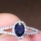 sapphire and diamond white gold halo ring