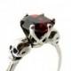 Skull Jewel Ring Silver Red Garnet Sterling Goth Engagement Ring Blood Red Gemstone Ring Memento Mori Womens Ring Psychobilly All Sizes