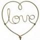 Love Heart Wire Wedding Cake Topper Silver or Gold