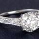 3.15ct Old Mine Cut Engagement Ring. Platinum Engagement Ring