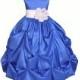 Royal Blue / choice of color sash Taffeta Flower Girl Dress pageant wedding bridal children bridesmaid toddler 6-9m 12-18m 2 4 6 8 10 