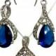 Sapphire Blue Bridal Jewelry Set, Something Blue Necklace, Teardrop Earrings, Bridesmaid Jewelry, TWIRL