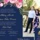 Pink Floral Gold and Navy Wedding Invitation Set