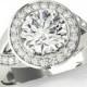 2 carat Forever One Moissanite & Diamond Halo Engagement Ring - 8mm Moissanite - Moissanite Engagement Ring - 14k White Gold
