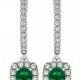 Emerald & Diamond Earrings 14k White Gold - Mother's Day Gifts - Gifts for Women - Fine Jewelry Earrings - Jewellery - Emerald Earrings