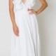 White Ruffle BOHEMIAN WEDDING Gauze Maxi DRESS / Beach Wedding Dress / Deep-v Plunge Maxi Dress / Bohemian Wedding / Full Skirt / More Color