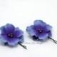 Hydrangea Hairpins, FFT Original, Silk Flowers Double Blossoms Blue and Purple, Made to Order with Freshwater Pearls Bridal Hair Accessory
