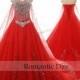 Princess Red Ball Gown Wedding Dress Bling Sweetheart Bridal Dresses Lace-up Watteau Train 2016 Custom Made 0523