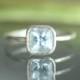 Aquamarine Sterling Silver Ring, Gemstone RIng, Cushion Ring, No Nickel / Nickel Free - Made To Order