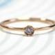 0.04 Cts Round Baby Diamond 14K Rose Gold Engagement Ring. Bezel Set Baby Diamond. Dainty Wedding Bridesmaid Rings Set. Giftbox CUSTOM Tags