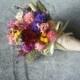 Dried flower corsage or pin  in birch bark cone, for a spring, garden, rustic, nature themed wedding.