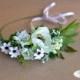 White anemone wildflowers Wreath. White green wildflowers halo. Boho Bridal Accessory. White Bridal Flower Crown