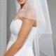 2 Tier Fingertip Lenght Simple Bridal Veil with cording edge in white or ivory