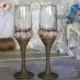 Vintage Chic Wedding glasses with rope, lace,cappuccino rose
