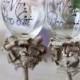 Personalized wedding wine glasses / Rustic Chic Wedding glasses with rope, lace /  wedding party glasses