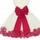 Ivory Flower Girl dress tie bow sash pageant petals wedding bridal children bridesmaid toddler elegant sizes 6-18m 2 4 6 8 10 12 14 
