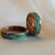 Olive wood Ring Set, Wood Wedding Bands, Malachite inlay,