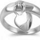 Dangling Heart Promise Ring Designer Inspired Solid 925 Sterling Silver Silver Plain Heart Dangling Charm Ring Valentines Heart Lover Gift