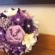 Custom Wedding Kusudama Origami Paper Flower Package - Bouquets, Bridesmaid Bouquet, Purple, ivory Silver