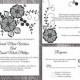 DIY Lace Wedding Invitation Template Set Editable Word File Download Printable Rustic Wedding Invitation Vintage Floral Black Invitation