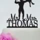 Muscle Man And Beauty Silhouette,Wedding Cake Topper,Custom Cake Topper With Surname,Mr And Mrs Cake Topper,Bride And Groom Topper C102